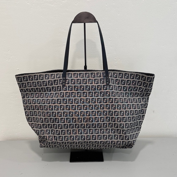 Fendi Handbags - Fendi Zucca FF Monogram Canvas Tote in Black and Gray